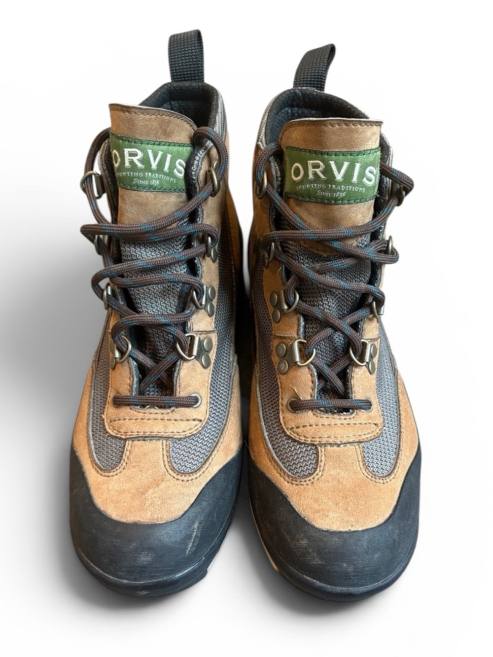 Orvis Wading Boots Men’s 8-8.5 Felt Bottom Fly Fishing Shoes Tan Leather